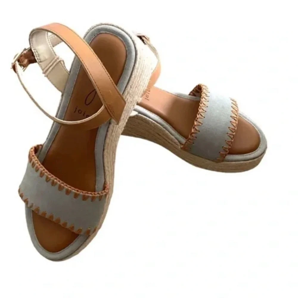 Joie Powder Blue Wedge Suede Sandals Espadrilles size 8